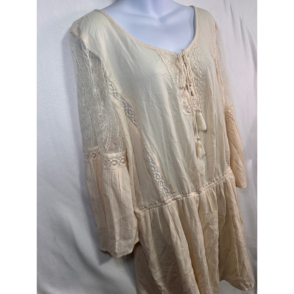 American Eagle Ivory Lace Boho Peasant Mini Dress XXL New With Tags 9199-106 - Picture 3 of 12
